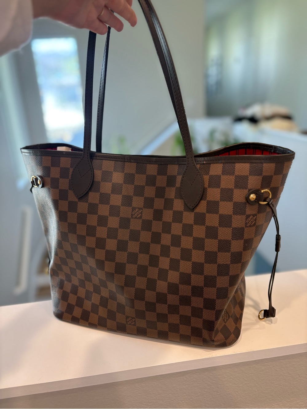 Louis Vuitton never full MM cherry with wristlet